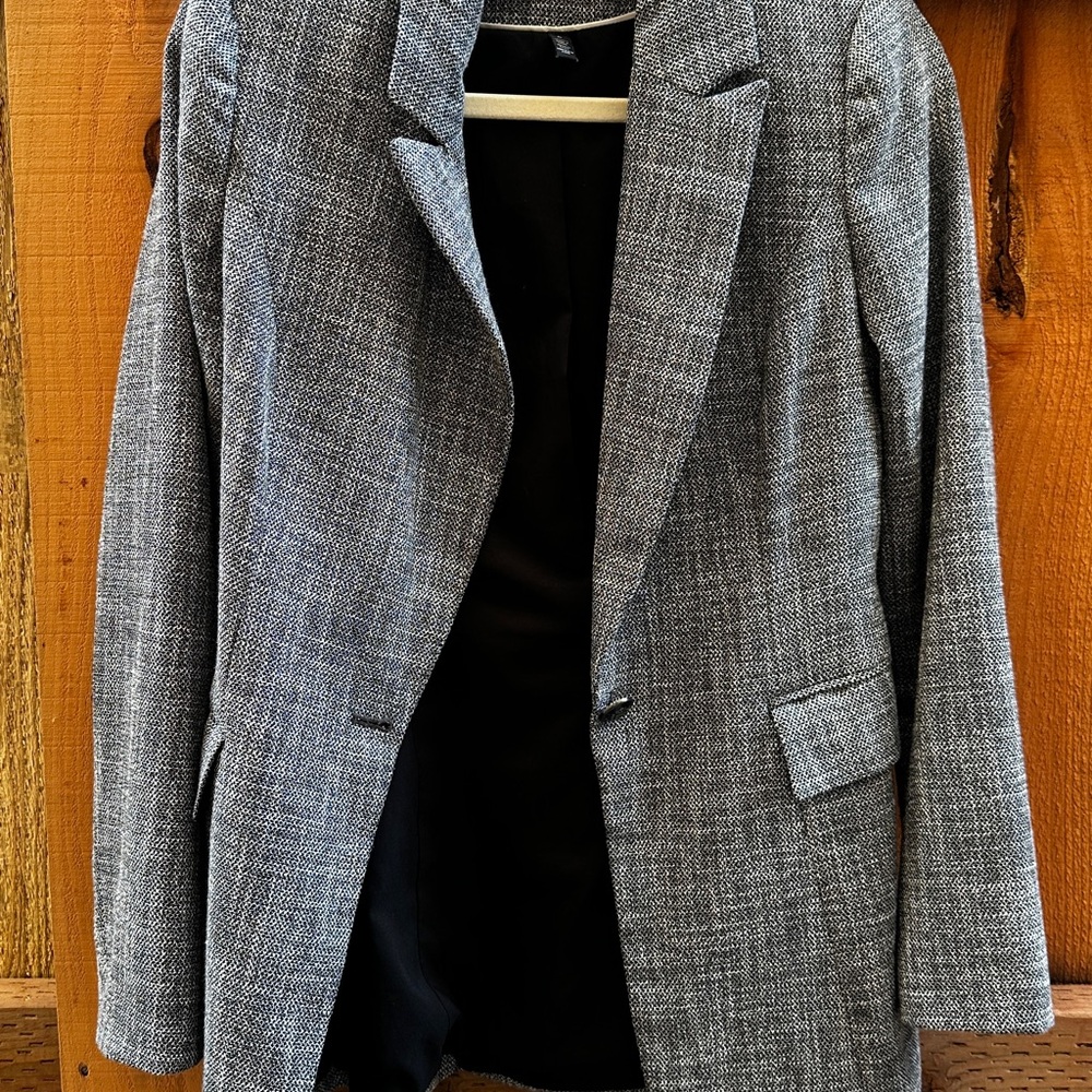 Women Structured Lined Grey Blazer WHBM White House Black Market Size 0 or XS